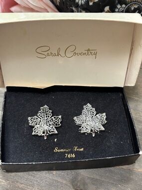 Sarah Coventry "Summer Frost" Clip Earrings Original Box, 1970s